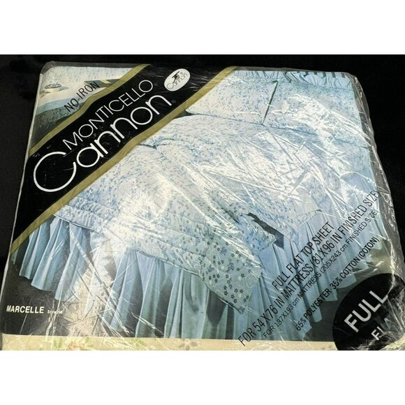 Vintage Cannon Monticello Marcelle Beige Floral Full Flat Sheet NIP S&H Green - Picture 7 of 9